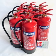 10x 6KG DRY POWDER ABC FIRE EXTINGUISHERS WITH 10 X I.D SIGNS & WALL BRACKETS