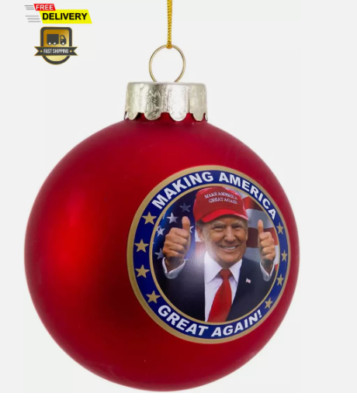 Kurt S. Adler President Donald Trump Glass Ball Ornaments (Make America Great Ag