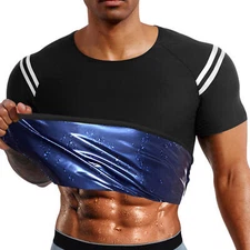 Men's Sauna Shirt Heat Trapping Sweat Compression Waist Trainer Vest Body Shaper