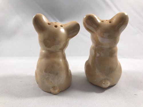 VINTAGE/ANTIQUE? PORCELAIN TAN AND FRENCH BULL DOG SALT & PEPPER SHAKERS - Picture 4 of 8