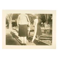 Decapitated Mom & Playground Shadows Snapshot 1930s Seesaw & Aviator Kid C4012