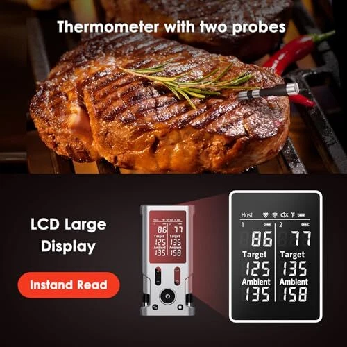 Wireless Meat Thermometer, 800FT Bluetooth Cooking Thermometer, 2 Ultra X-109