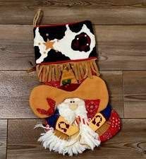 Christmas Cowboy Theme Large Lined Stocking