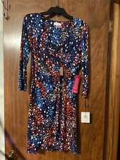 Calvin Klein Patterened Fitted Dark Multicolor Dress