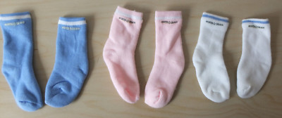 Sport Dr.Ron Baby Set 3x Socks 1 - 12 Mo. New White/Pink/Blue