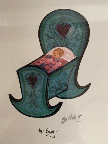P. Buckley Moss Numbered and Signed Print Unframed THE BABY in Cradle