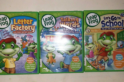 LEAP FROG Lot of 3 LET'S GO TO SCHOOL+ LETTER FACTORY + Early-Reading  & More VG