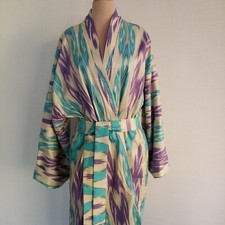 Uzbek cotton ikat long kaftan.Uzbek chapan. Ikat kimono
