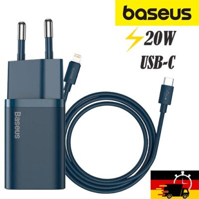 Wandladegerät Baseus USB-C 20W + kabel für iPhone Schnellladegerät