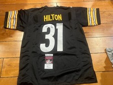MIKE HILTON PITTSBURGH STEELERS SIGNED FOOTBALL Jersey Size XL JSA