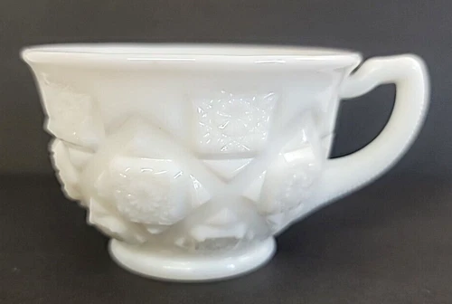 Vintage Westmoreland Milk Glass Paneled Grape Coffee Tea Cup 2.25"H