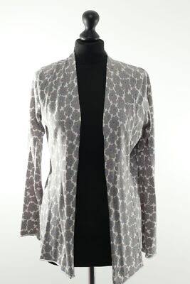 Hemisphere Damen Cardigan Strickjacke 36 grau gemustert V-Neck leicht + Kaschmir