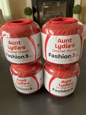 LOT of 4 Aunt Lydia's Fashion Crochet Thread Size 3 Scarlet Red Art Lot 182 NIP