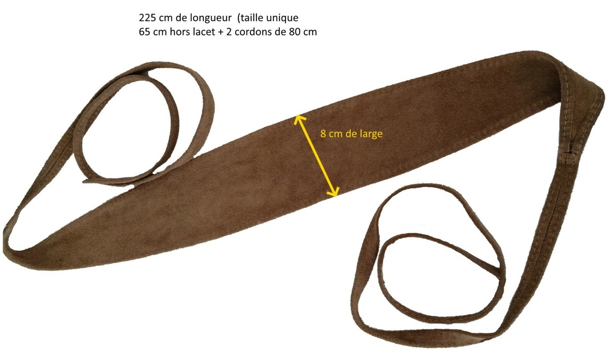 Ceinture Large En Cuir Véritable Pour Femme - Style Obi à Nouer, Couleur Beige, Neuf Sans étiquette