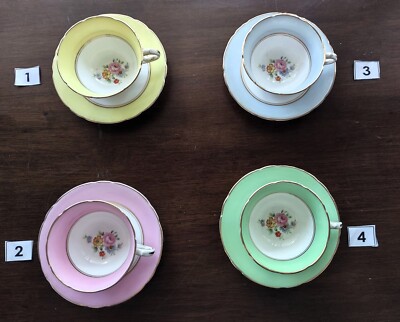 Vintage Mayer Sherratt Melba Bone China Tea Cup and Saucer Set of (4) 
