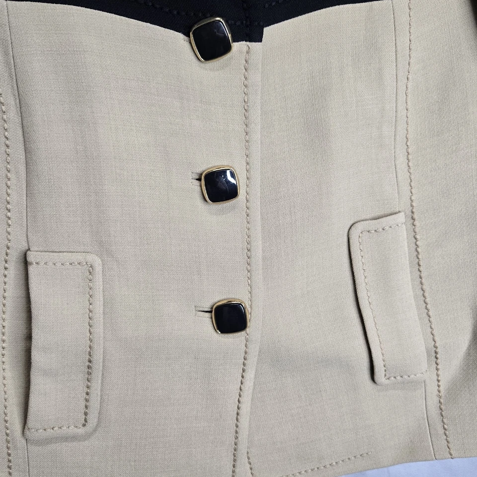 Chaqueta Blazer Kate Spade Negra/Tostada Bloque Viscosa Lana-Crepé Dalia Talla 4 Foto 3 de 4