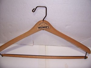 VTG WOODEN CLOTHES HANGER WEINER'S QUALITY MEN'S CLOTHING READING PA ADVERTISING