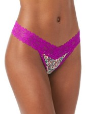 No Boundaries Women's Lace Thong Panties Size X-LARGE Purple Floral V Thong New