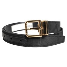 DOLCE & GABBANA Belt Black Classic Gold Metal Logo Buckle Men 90cm / 36in 570usd