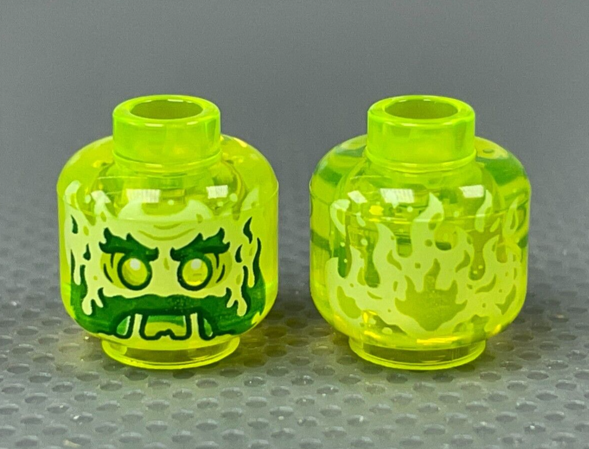 LEGO Minifigure Alien Ghost Head Trans Neon Green Beard Sideburns