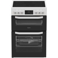 Hotpoint HTE6VDCW 60cm Free Standing Electric Cooker with Ceramic Hob White A/A