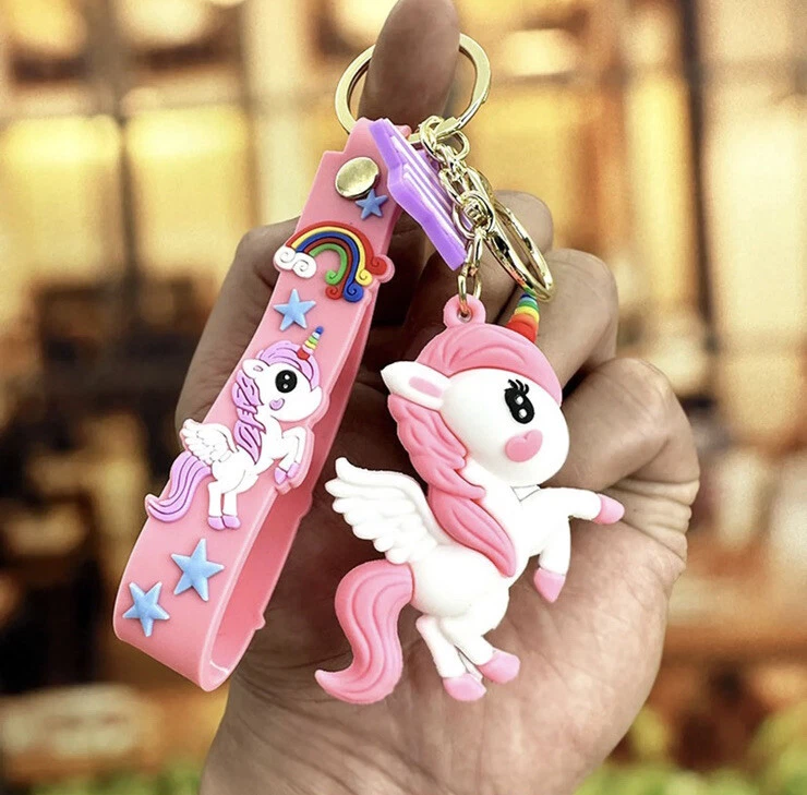 3D Cute  Unicorn Keyring Girls Key Ring Bag Pendant Keychain For Birthday Gifts - Image 3 of 4