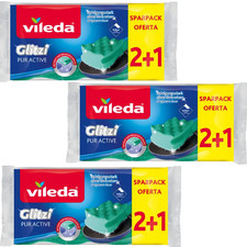 Vileda Glitzi PUR ACTIVE European kitchen sponge set -9pc total- FREE SHIPPING