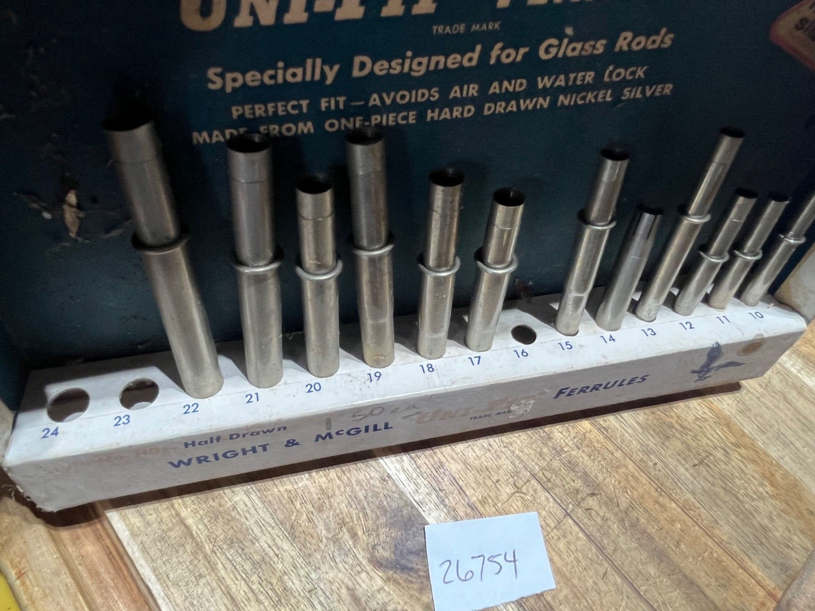 Vintage  Wright & McGill Fly Fishing Rod Ferrules Nickel silver Display  (26754)