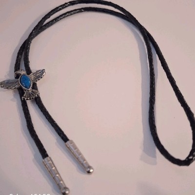 Faux turquoise eagle vintage western bolo tie