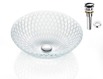 Tempered Deco Glass Luxuryhome Bathroom Sink in Crystal engraving Elegant | T...