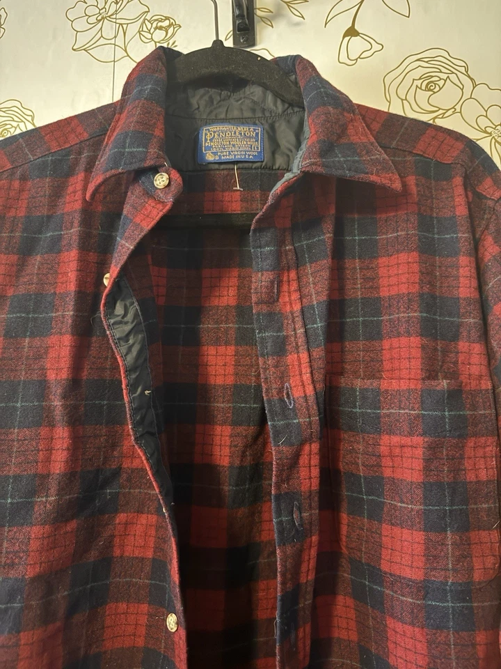 Pendleton Virgin Wool Plaid Shirt Woman’s Large Plaid  USA 1980’s 055 - Image 4 of 4