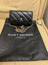 Kurt Geiger Black Leather Crossbody Bag Black Small with Chain Strap