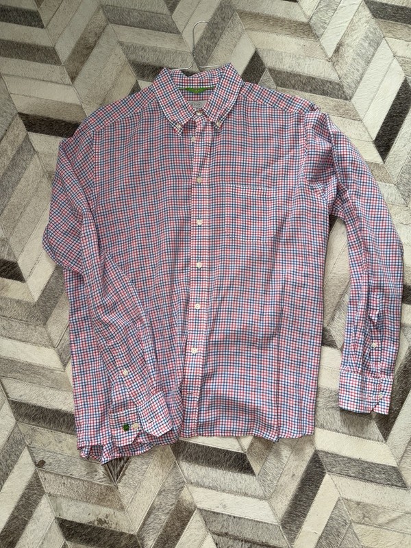 Eton Contemporary Men’s Long Sleeve Button Down Size 42 Large Red Blue Check