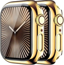 HANKN 2 Pack 46mm Hard PC Plated Case for Apple Watch Series 10 46mm Tempered...
