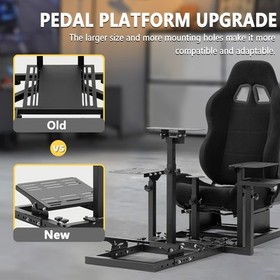 Marada Flight Racing Simulator Cockpit With Black Seat Adjustable Fits Logitech