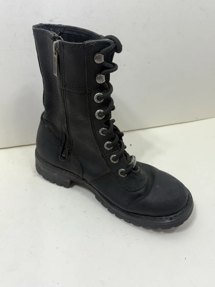 Botas de montar Harley Davidson de cuero negras con cordones y cremallera lateral para mujer talla 7 Foto 4 de 4