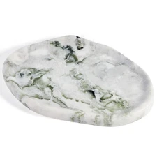 Luxury Natural Green Marble Vanity Tray, Cloud Shape Serving Stone Key Tray f...