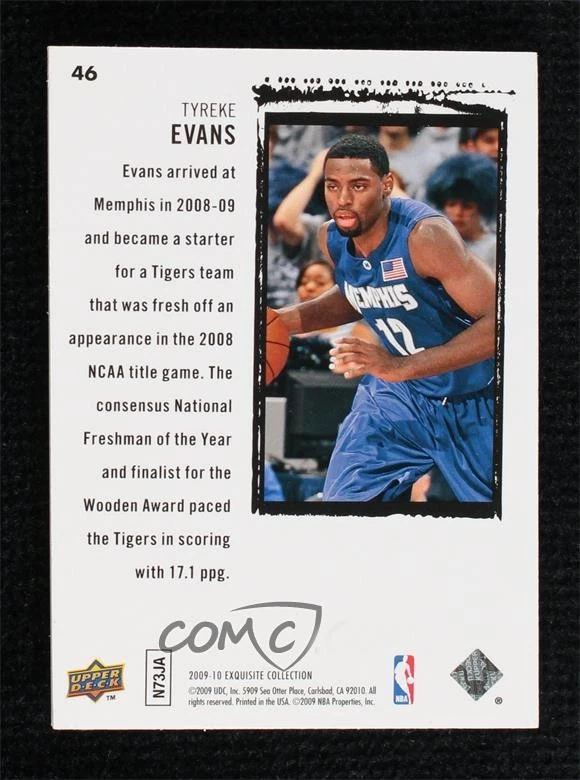 Exquisite Collection Exquisite Rookie 2009-10/225 Tyreke Evans #46 Rookie RC Foto 2 de 2