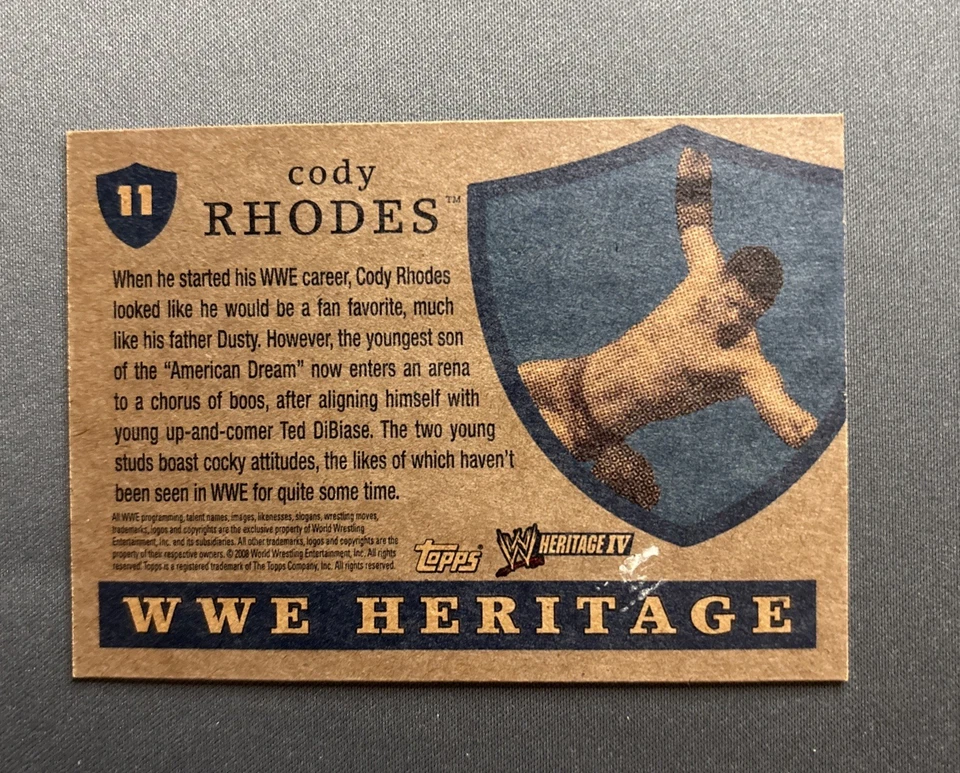 🔥🔥2008 Topps Heritage WWE IV - Cody Rhodes #11 - See Pics - Image 2 of 3