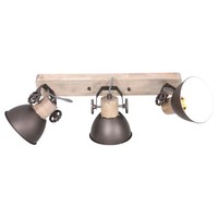 Deckenspot Holz Metall Esszimmer BüRo Flur L:59 Cm E27 Deckenleuchte 3-Flammig