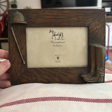 Vintage Equestrian Theme Wooden Picture Frame Brass Hunter Jumper Barn Eq Rustic