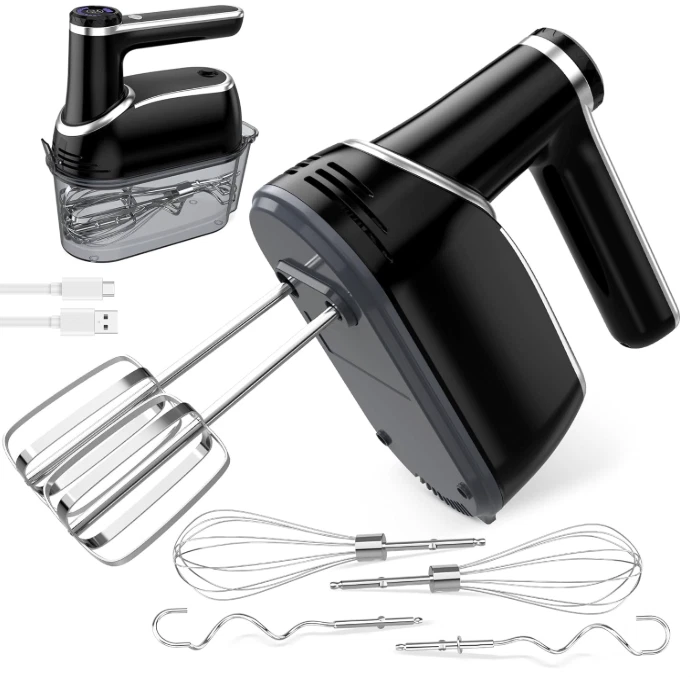 Cordless 12-Speed Rechargeable Hand Mixer w/ 6 Stainless Attachments, Black
Opens in a new window or
