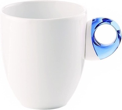 Guzzini, Feeling Mug Porcelain & Acrylic Handle 12-oz Art & Cafe Blue