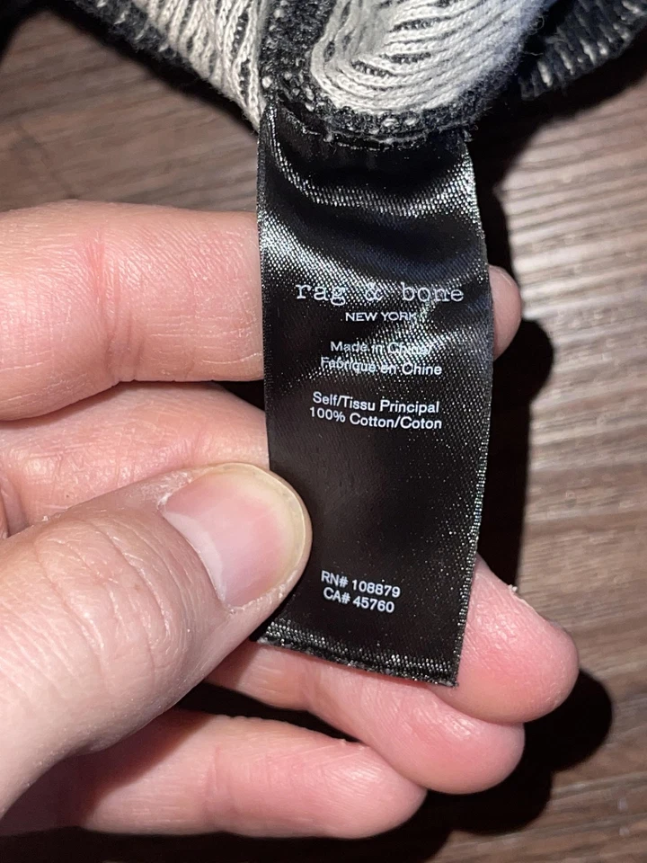 rag & bone Henley Shirt Mens Extra Large Black Gray Waffle Thermal Long Sleeve - Image 4 of 4