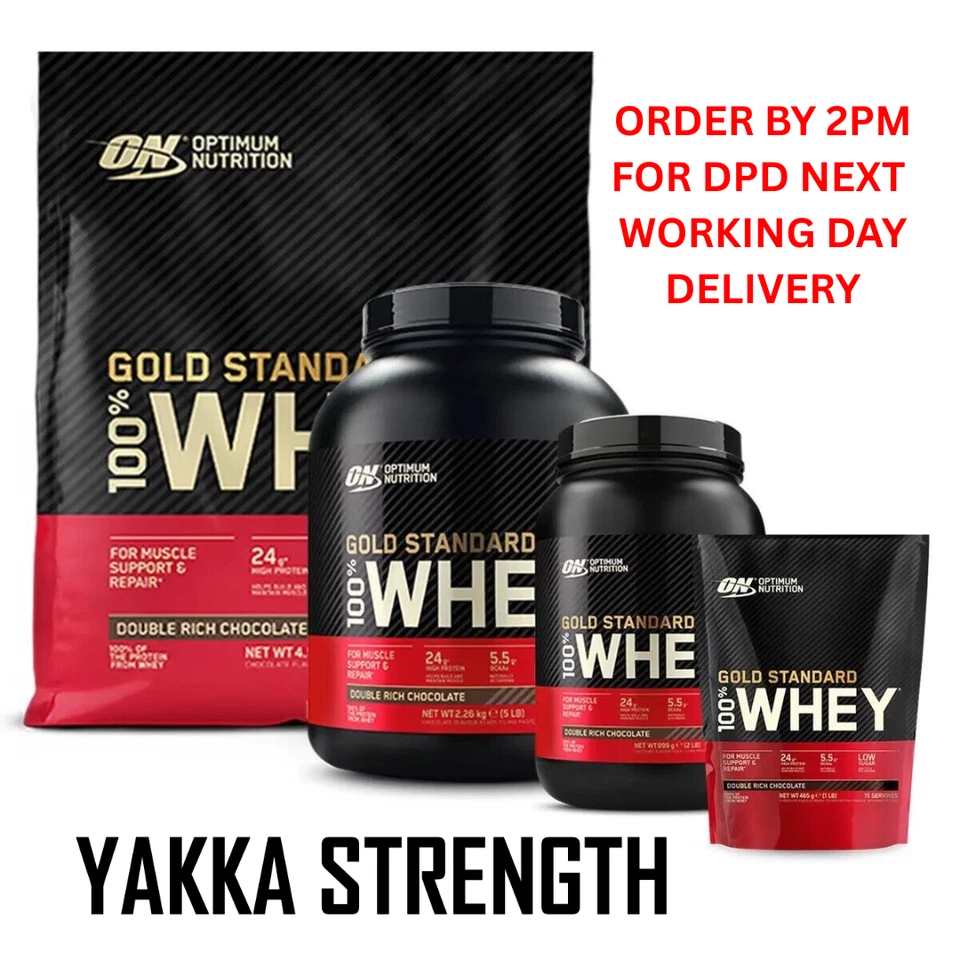Optimum Nutrition 100% Gold Standard Whey Protein Powder All Sizes 32g - 4.54kg