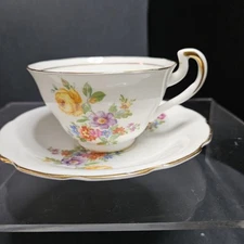 Vanderwood Vintage Bone China Tea Cup and Saucer Gold Gilt Floral England