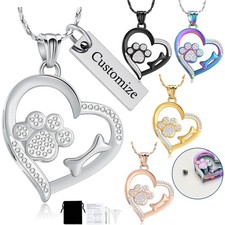 Pet Heart Cremation Jewelry for Ashes Dog / Cat Memorial Urn Necklace for Ashes