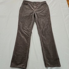 Women's Talbots Corduroy Straight Leg Pant Brown/Grey 10 Cotton Stretch