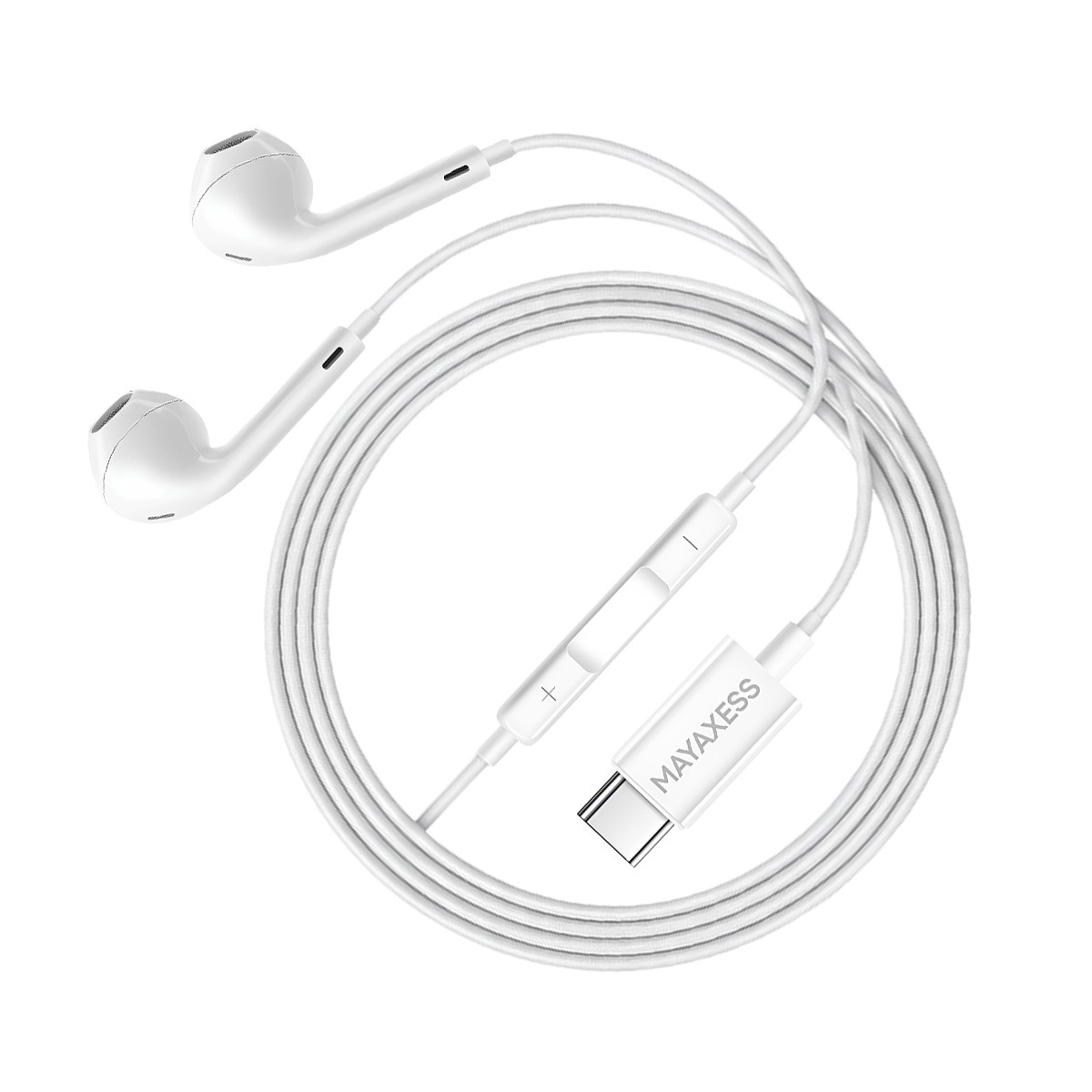Écouteurs filaires USB-C Mayaxess avec microphone intégré pour Google Pixel 9 Pro XL