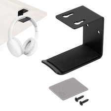 5.5cm Headphone Holder Aluminum Headset Hooks with Tape and Screws, Black